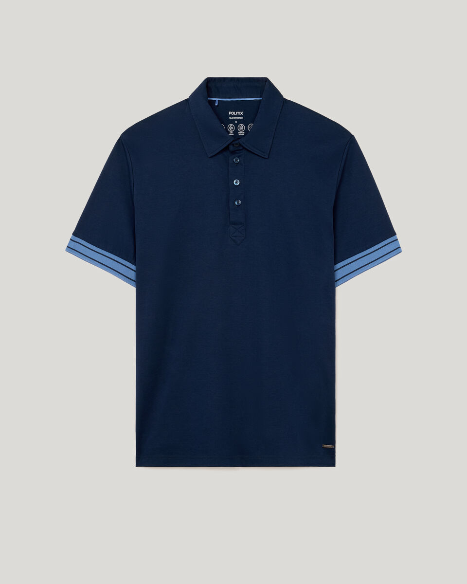 Stripe Travel Polo, Navy, hi-res